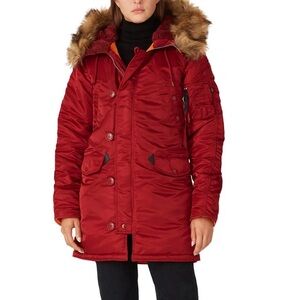 Alpha Industries Faux Fur Hood N-3B Parka – Red Reversible Nylon